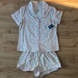 Roller Rabbit x Target Ladies Short Sleeve Pajama Set - White with Pastel Hearts